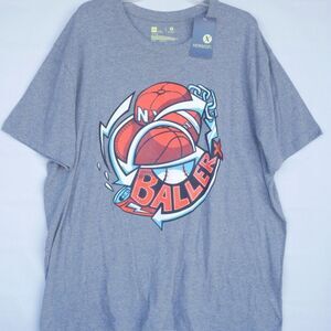 Xersion Mens 2XL Basketball Baller Graphic T-Shirt Crew Short Sleeve Gray